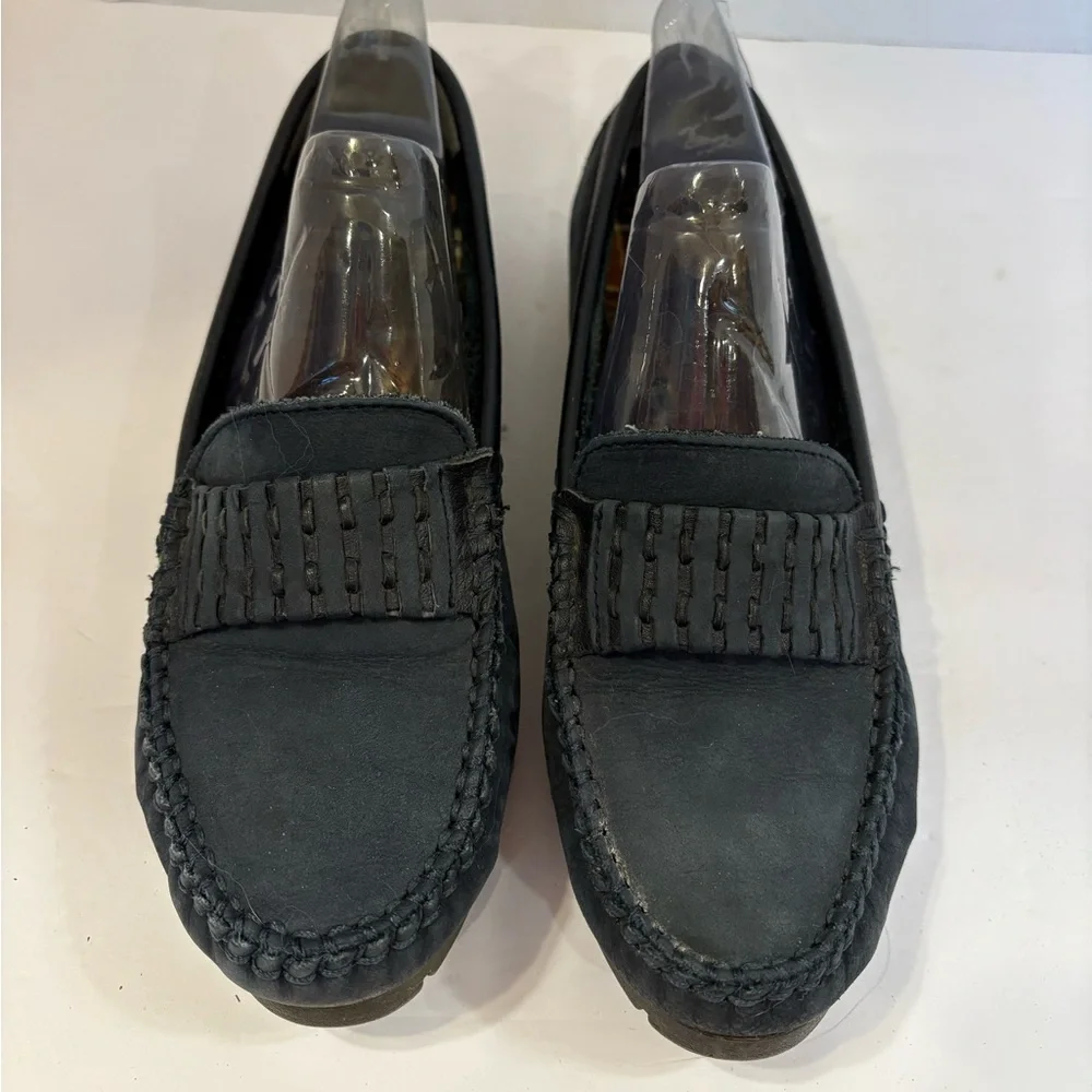 Hush Puppies dark blue leather slide-on loafers shoes size 6.5 M